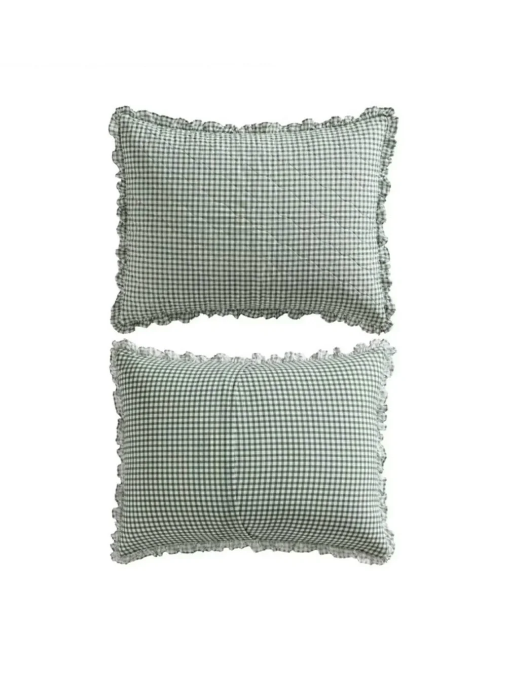 Laura Ashley 3pc Full/Queen Gracies Gingham Green Quilt Set ~ Charming Cottage